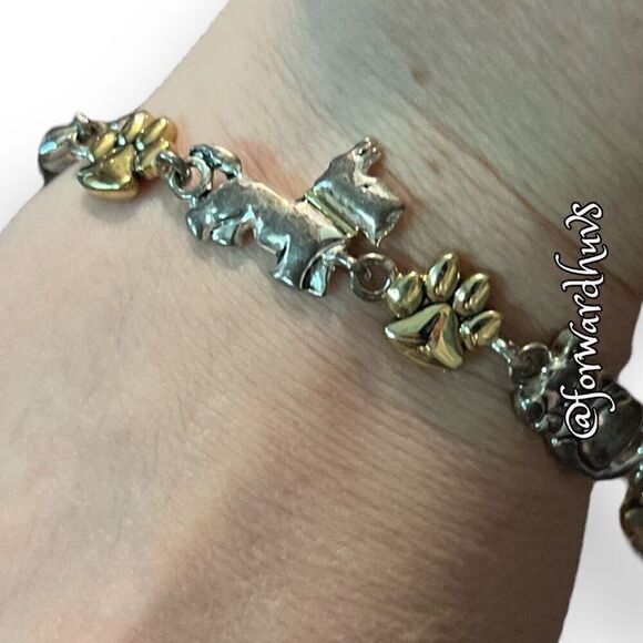 Cat & Dog Gold & Silver Tone Charm Bracelet - Picture 3 of 13